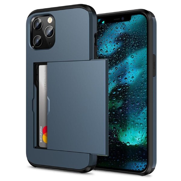 ZUSLAB iPhone 12 Mini Case Slide Armor Wallet Credit Card Holder Protective Cover for Apple (2020) - Dark Blue