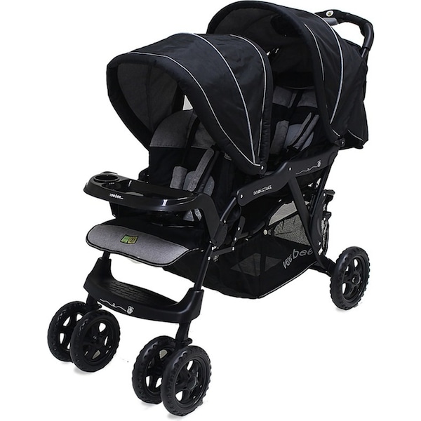 Veebee Doubletake Pram/Tandem Twin Stroller f/ Baby/Infant/Toddler Salt & Pepper