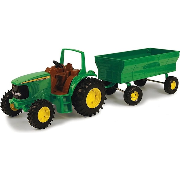 John Deere 42cm Tractor & Wagon Kids Interactive Steerable Farm Vehicle Toy 3+