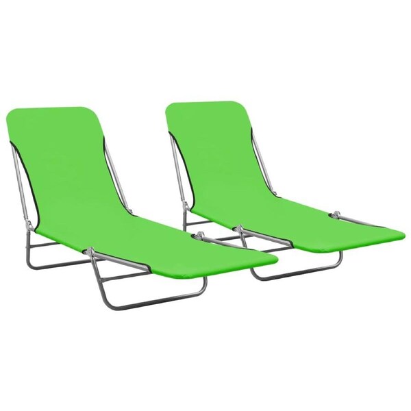 Folding Sun Loungers 2 pcs Steel and Fabric Green vidaXL