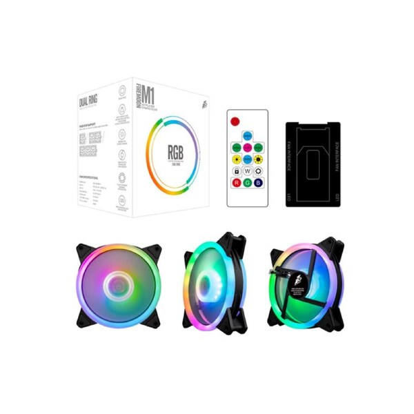 1st Player FireMoon M1 3x 120mm RGB Case Cooling Fan Combo w/ Remote