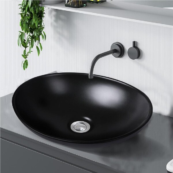 Dutxa Bathroom Basin Ceramic Vanity Sink Hand Wash Bowl Counter Matte Black