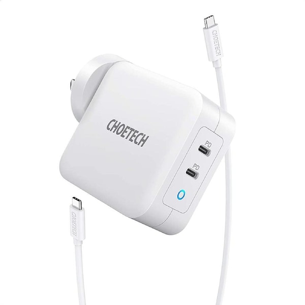 CHOETECH USB-C PD 100W Charger GaN Tech Dual Port Type C Wall Fast Power Adapter