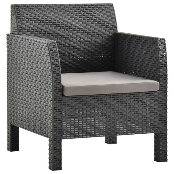 Garden Chair with Cushion PP Rattan Anthracite vidaXL