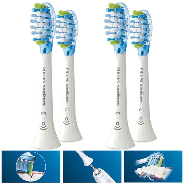 4PK Philips Sonicare Plaque C3 Replacement Brush Heads for Electric Toothbrush W