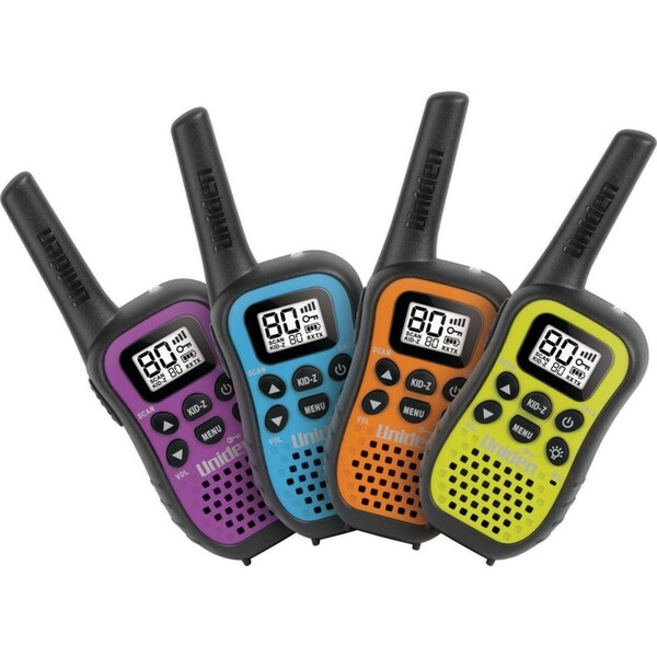 Uniden 80 Channel Handheld Radio with Kid Zone x4 "?? Colour Pack
