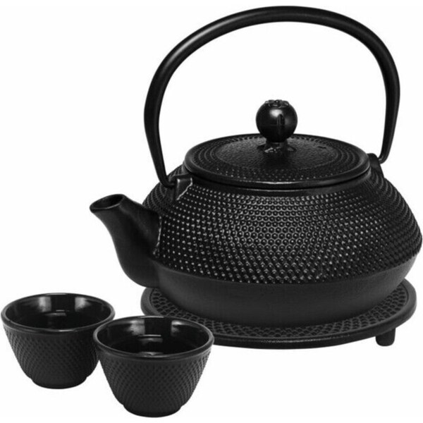 Avanti 800ml Hobnail Cast Iron Teapot Set Black Tea Coffee Kettle Pot w/Strainer