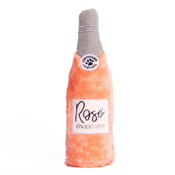 Zippy Paws Happy Hour Crusherz with Replaceable Squeaker Bottle Dog Toy - RosÃ©