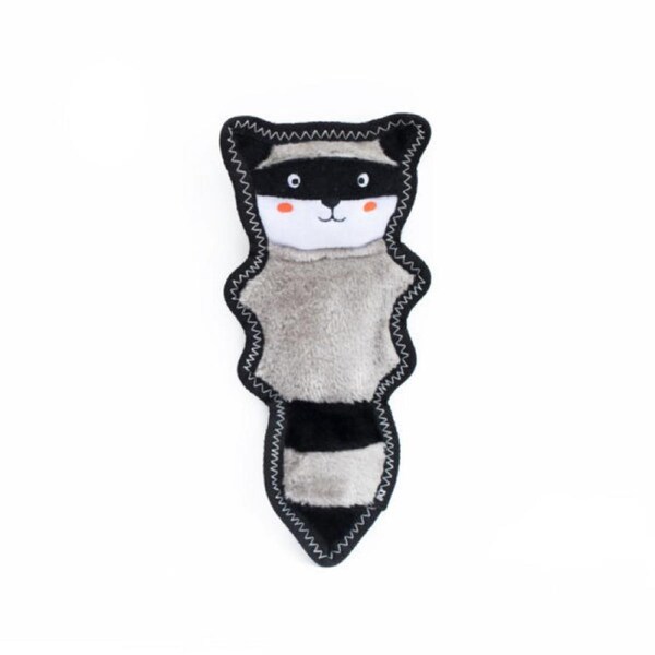 Zippy Paws Z-Stitch Skinny Peltz No Stuffing Squeaker Dog Toy - Raccoon