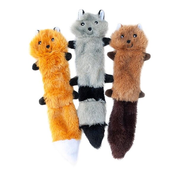 Zippy Paws Skinny Peltz Plush No-Stuffing Dog Toys - 3-pack Small