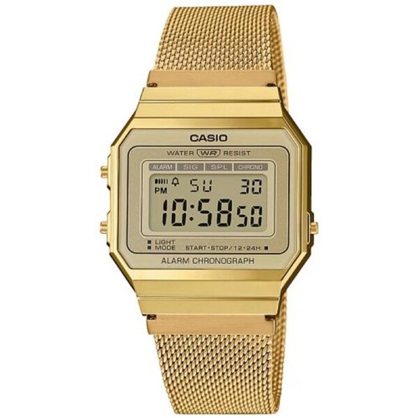Casio A700WMG-9A Gold Super Slim Stainless Steel Mesh Band Unisex Digital Watch