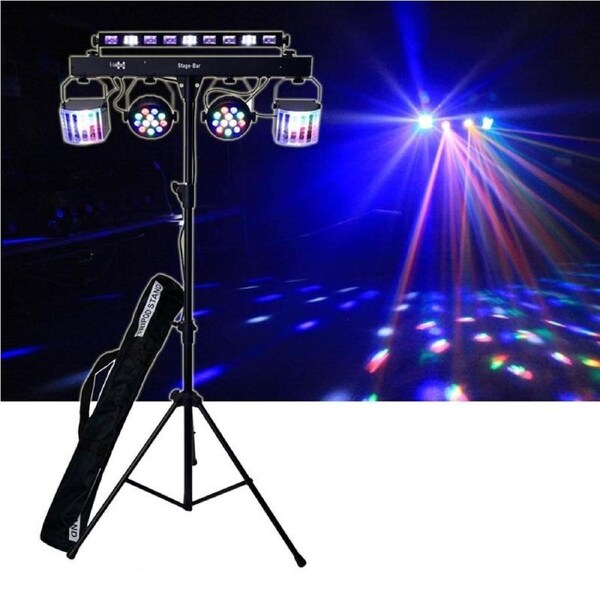CR Lite USB C Party Set Stage Light Bar 5 LED Light Effects Derby Wash Strobe UV incl. Tripod Carry Bags Remote