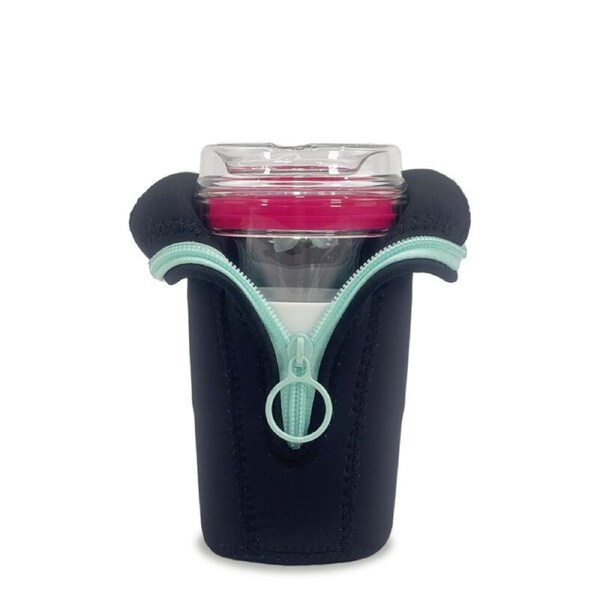 IOco 12oz Travel Cup Jacket Accessory - Black - Ocean Blue Zipper