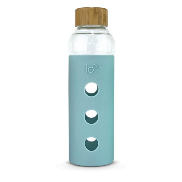 IOco Glass Water Bottle with Bamboo Lid - Ocean