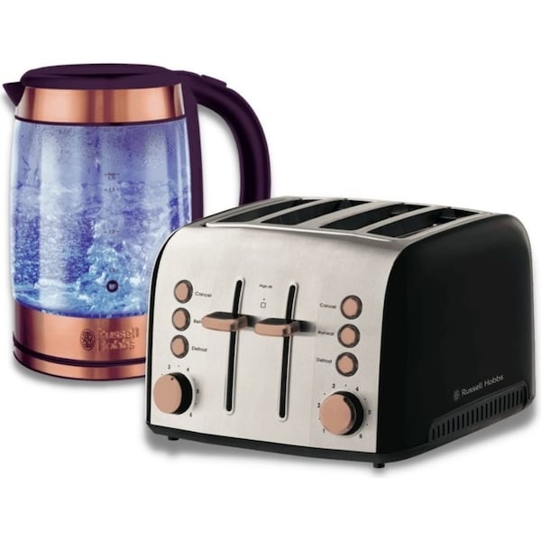 Russell Hobbs Brooklyn 4-Slice Toaster and 1.7L Glass Kettle Set
