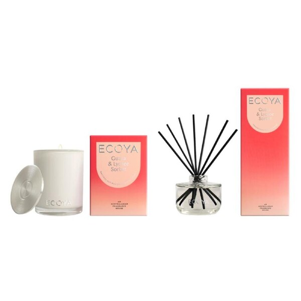 Ecoya Guava & Lychee Sorbet Madison Candle and Diffuser Set
