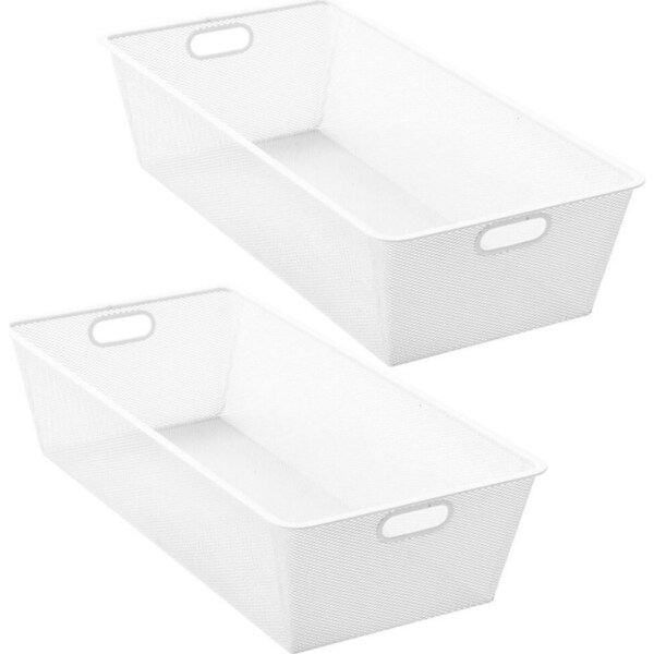 2x Boxsweden 65.5cm Metal Mesh Storage Basket Wardrobe/Kitchen/Work Organiser WH