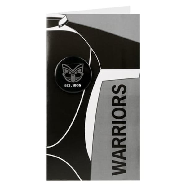 New Zealand NZ Warriors NRL Greeting Card with Badge Birthday Christmas Mothers day Fathers Day