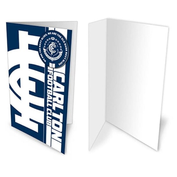 Carlton Blues AFL Greeting Card with Team BADGE Birthday Christmas Fathers Mothers Day