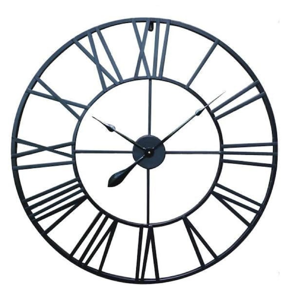 80cm Large Huge Wrought Iron Roman Numerals Wall Clock Art Deco Metal
