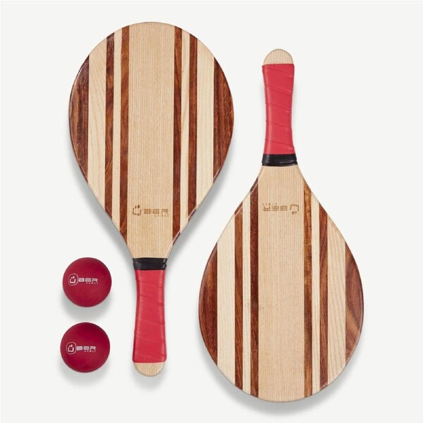 Premium Ashwood And Rosewood Paddle Bat and Ball Set with Carry Bag ( Frescobol )