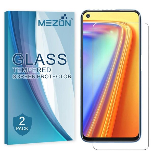 [2 Pack] Realme 7 5G Tempered Glass 9H HD Crystal Clear Premium Screen Protector by MEZON – Case Friendly, Shock Absorption (Realme 7 5G, 9H)