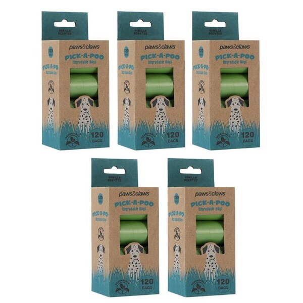 600pc Paws & Claws Pick-A-Poo Vanilla Scent Degradable Dog Poop/Litter Waste Bag