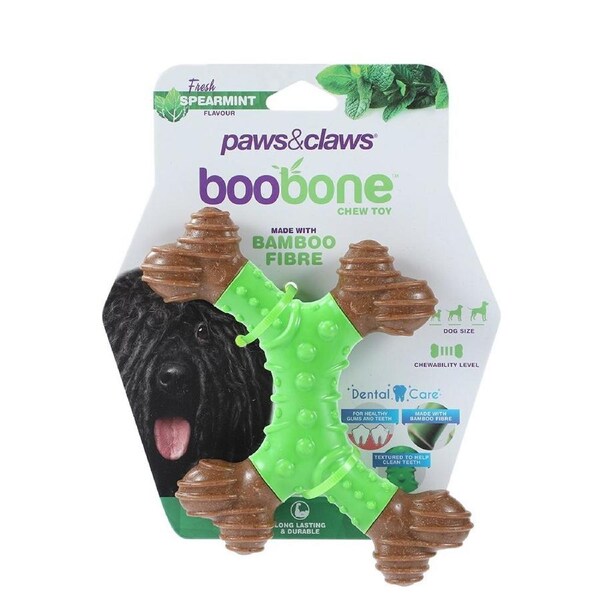 Paws & Claws BooBone 4 Way Dental Bone 16.5cm Dog Chew Treat/Toy Spearmint