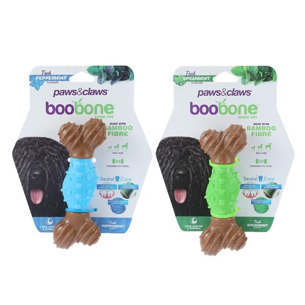 2pc Paws & Claws BooBone Pets/Dogs Dental Bone Chew Toy Peppermin/Spearmint