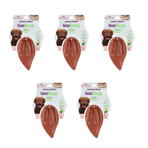 5x Paws & Claws BooBone 16cm Bamboo Fibre Pigs Ear Dog Chew Treat/Toy BBQ Pork