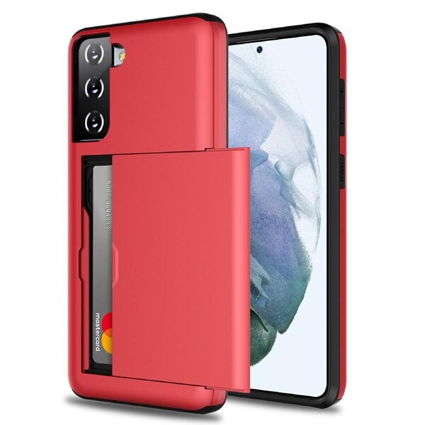 ZUSLAB Galaxy S21 5G Slide Armor Wallet Case Credit Card Holder Protective Cover for Samsung - Red