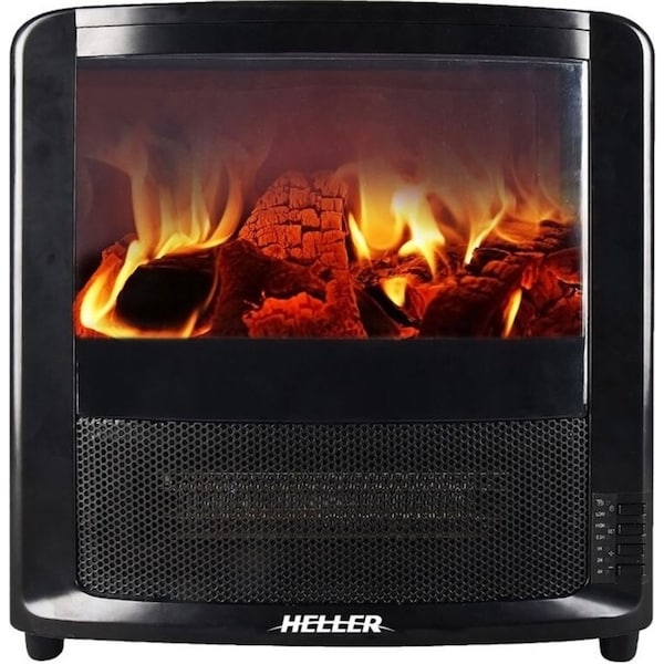 Heller 2000W LED Electric Indoor Fireplace Heater w/ Fire/Flame Effect & Timer