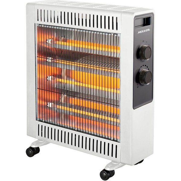Heller 2200W Electric White Quartz Radiant Heater Floor w/ 2 Heating Setting