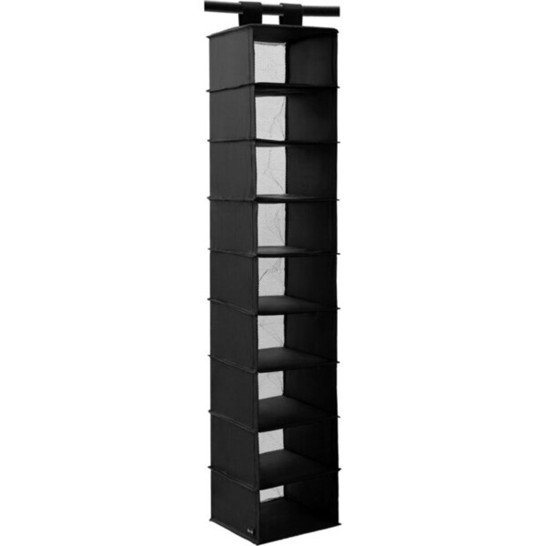 Kloset by Boxsweden 120cm 9 Section Hanging Organiser Home Closet Storage Black