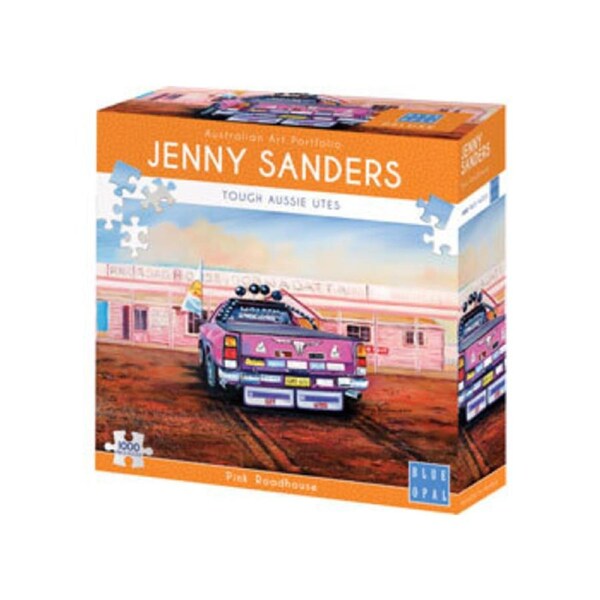 Blue Opal Deluxe Jigsaw Puzzle 1000 piece Jenny Sanders Pink Roadhouse