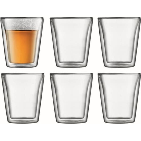 Bodum 10109-10-12 Canteen Double Wall, Medium 0.2L - 6pc Glass Set Clear