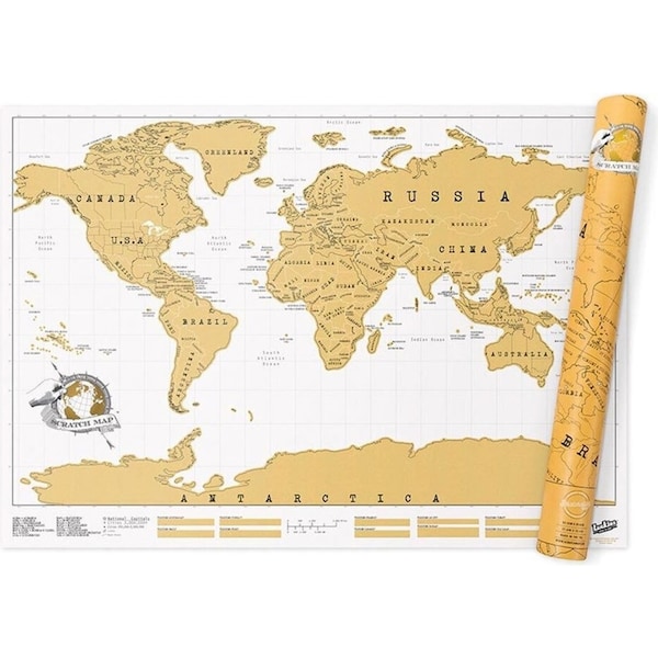 Luckies 82.5cm Scratch Off World Map Wall Hanging Travel Poster w/ Gold Foil
