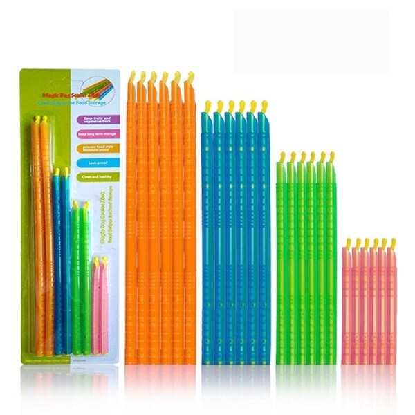 24pcs Kitchen Sealing Sticks Reusable Clips Bag Sealer Lock Rod Bags Sealer