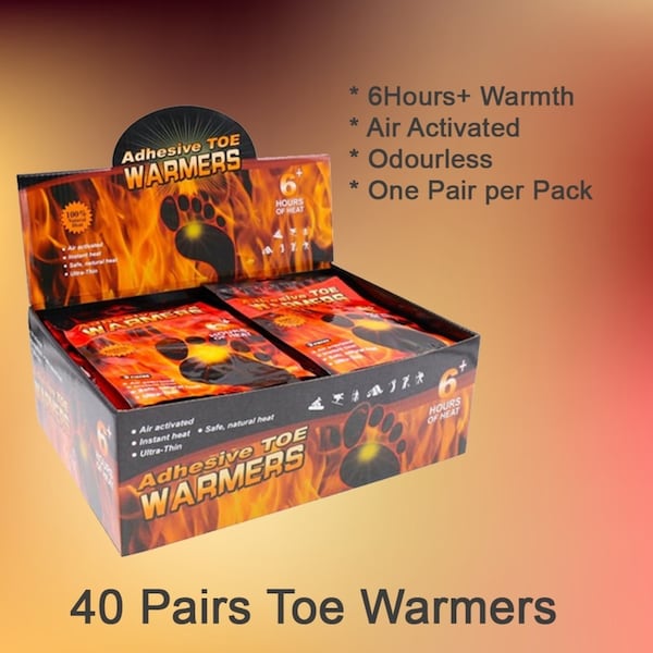 40 Pairs Toe Warmer 6hrs Long Ski Snow Feet Jacket Heat Pack Heater Warm Pad