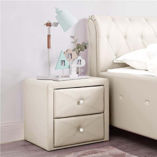 All 4 Kids Madelyn White PU Leather Bedside Table