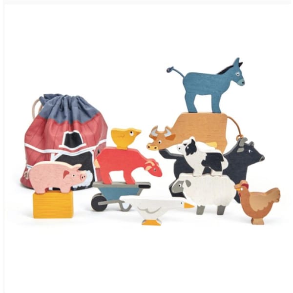 Tender Leaf Toys Stacking Farmyard Animals with Bag