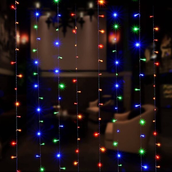 Christmas String Light Decoration 200 LED Curtain Lights 3x2.5m Indoor/Outdoor Multi