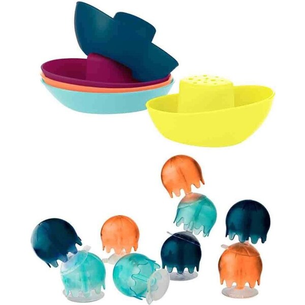 5pc Boon Fleet Stacking Boats/Jellies Suction Cup Baby/Infant Water Bath Toy 9m+