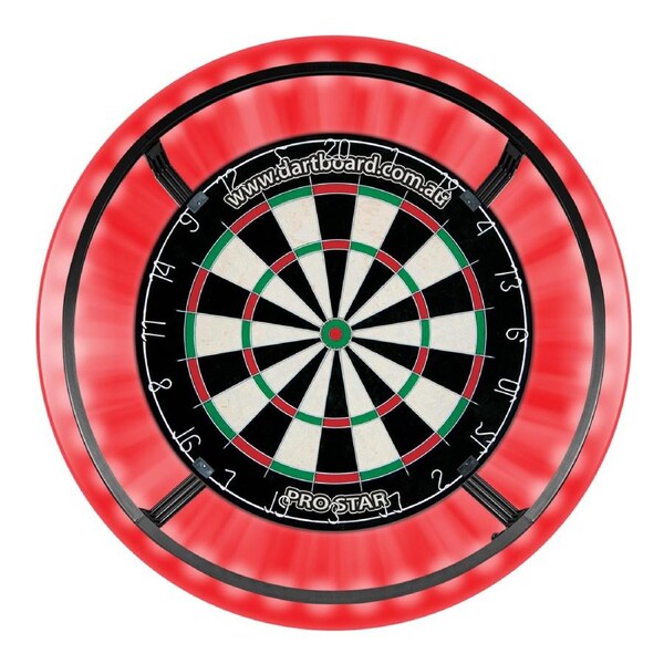 Pro Star Genuine Bristle Dart Board + RED Dartboard Surround + Target Corona Light + Darts