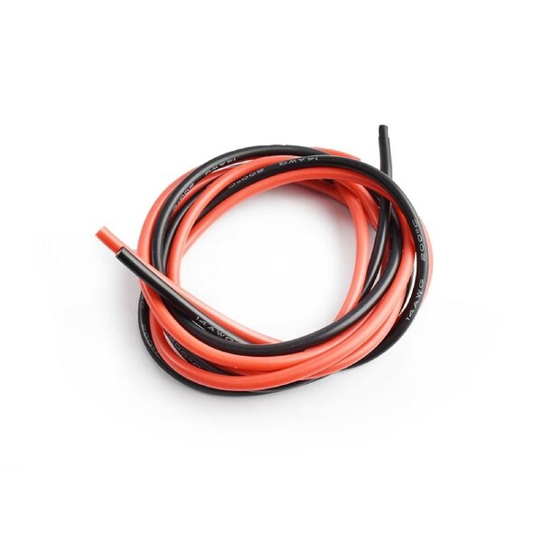 Silicone Wire 1m Length of Red and Black 14AWG