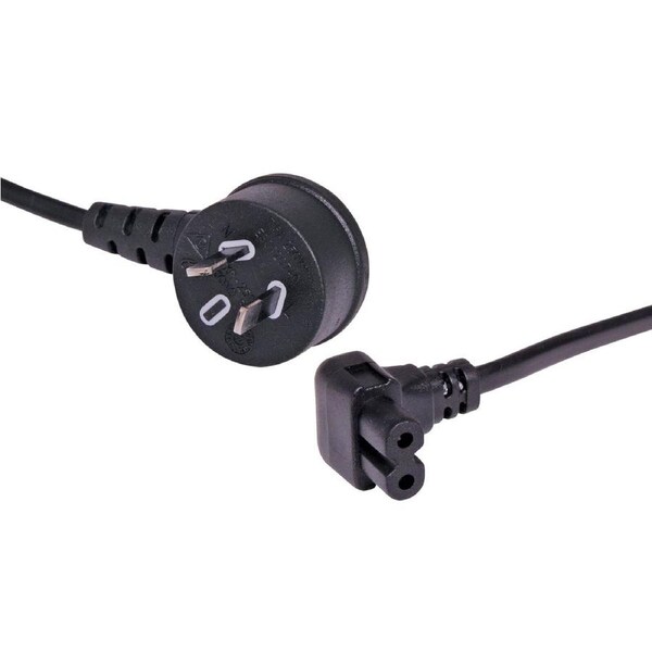 2m Right Angle IEC C7 Power Cable Female Socket to 240V Mains Plug