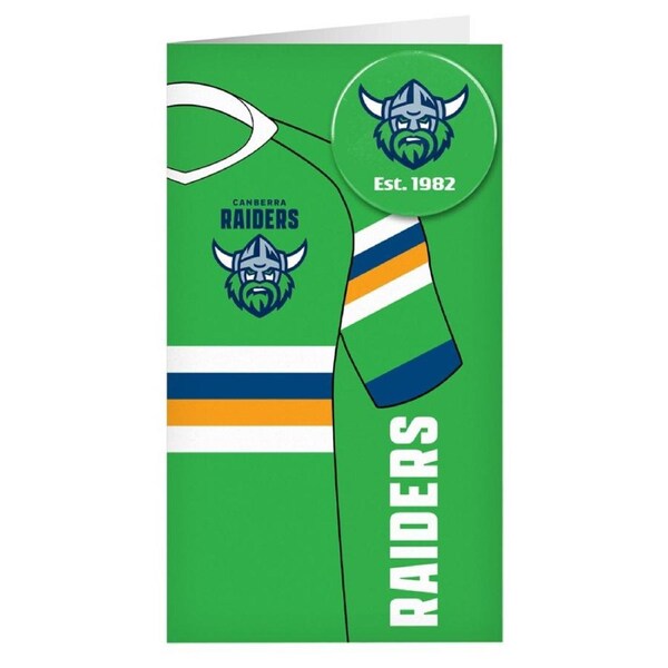 Canberra Raiders NRL Rugby League Greeting Card with Badge