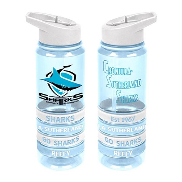 Cronulla Sharks NRL Tritan Drink Water Bottle with Wrist Bands