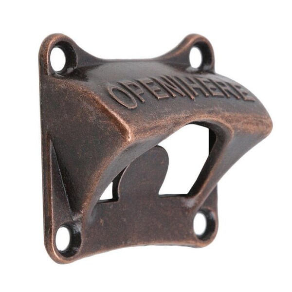 2x Metal Wall Mounted Bottle Opener Beer Cider Sparkling Crown Cap Barware Red Copper