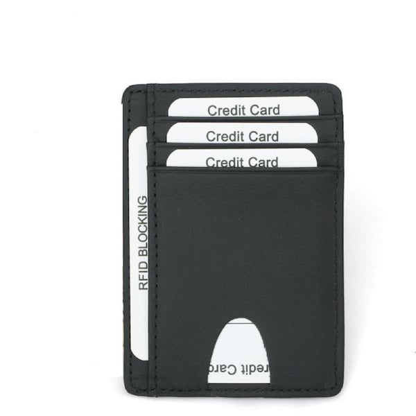 Slim Wallet RFID Front Pocket Wallet Minimalist Secure Thin Credit Card Holder (Black)